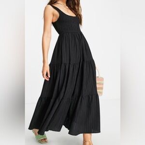 ASOS design Black tiered maxi dress